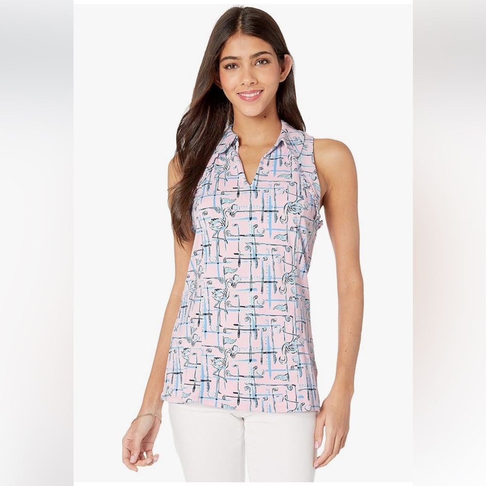 Lilly Pulitzer Luxletic Martina Polo Ruffle Top Tennis Golf Preppy
